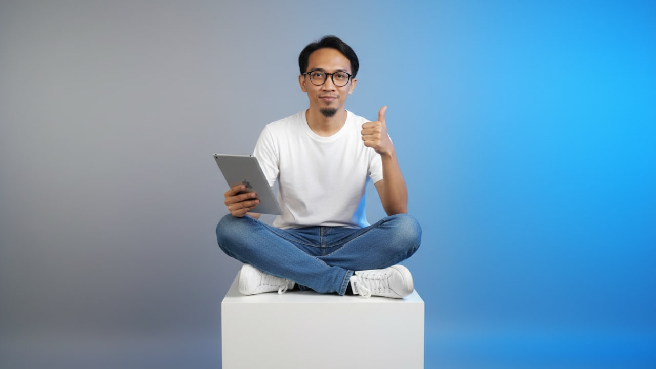 Sitting cross-legged on a cubic